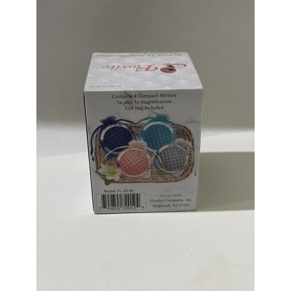 Set Of 4 Floxite Gift Folding‎ Vanity Compact Mirror 5x Magnifying - Colored NEW